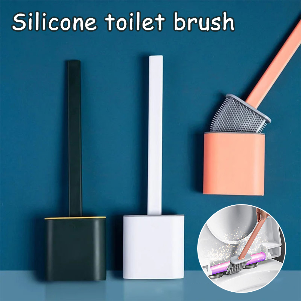 Toilet Brush Holder - Flexibler Toilettenbürstenreiniger, langer Griff, hängendes Silikon,