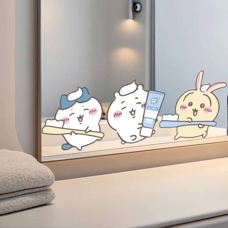 Home Bathroom Accessories - Heiße Chiikawa Spiegelaufkleber – Stark haftend,