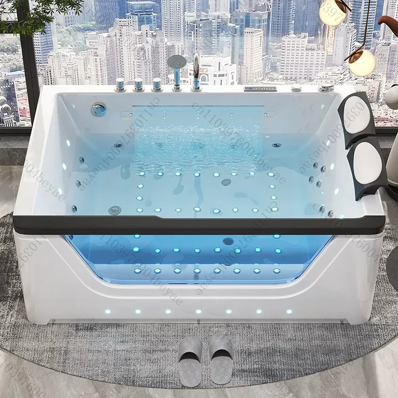 Home Bathroom Jacuzzi - 2-Personen-Acryl-Whirlpool mit Wasserfall-Massage - Intelligentes Heizsystem,