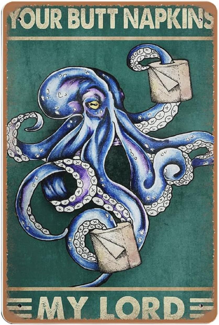 Home Bathroom Signs - Dreacoss Oktopus Vintage Blechschild, Lustige Badezimmerdekoration,