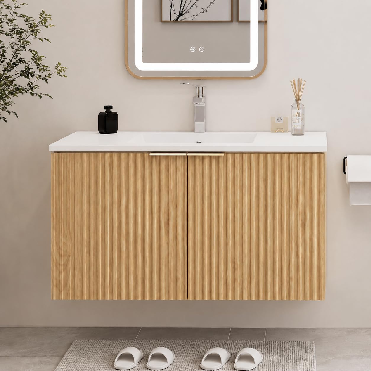 Home For Bathroom - Moderner schwebender Badezimmerschrank mit wellenförmigen, strukturierten