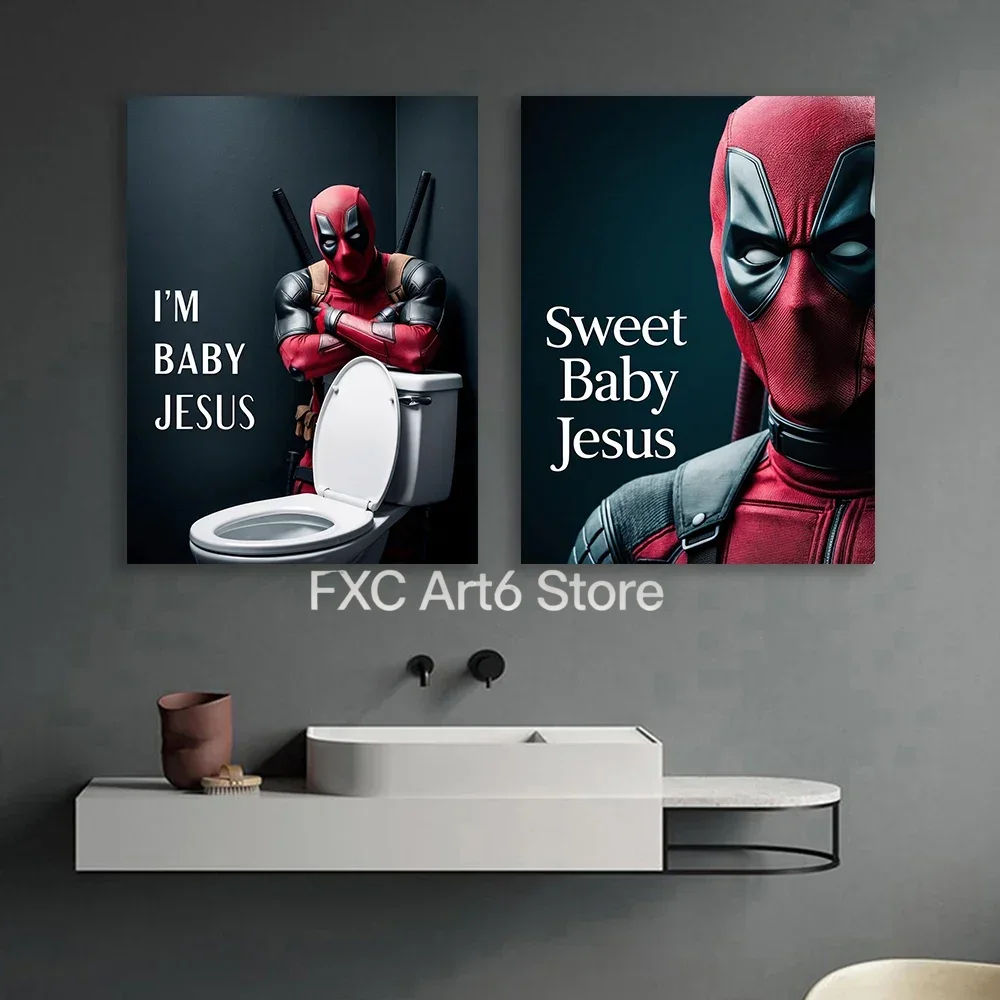 Home Bathroom Toilet - 1 Stück rahmenloses Deadpool Lustiges Badezimmer-Poster