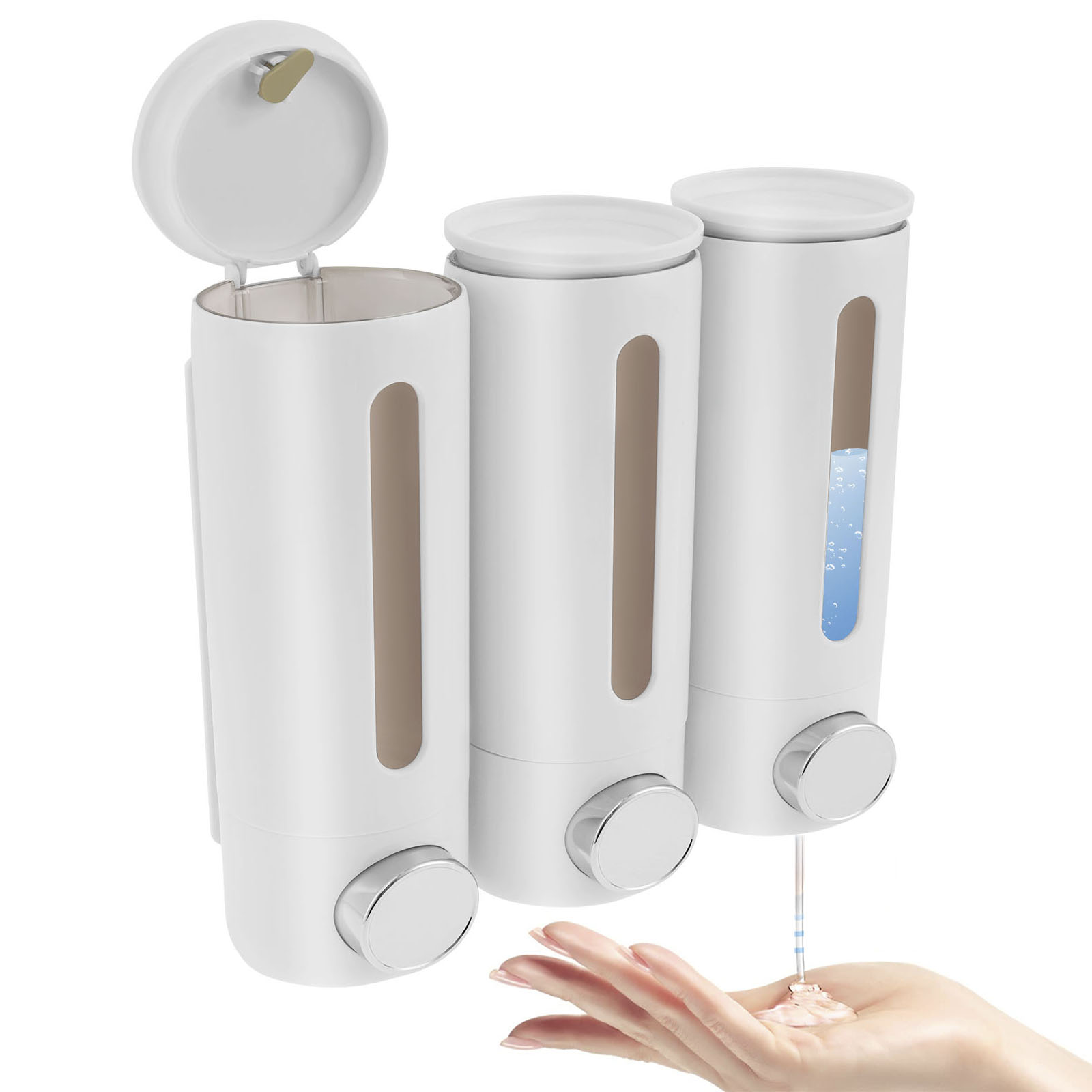 Home Bathroom Wall Soap Dispenser - 1,5 l, 3 Köpfe, manueller Seifenspender,