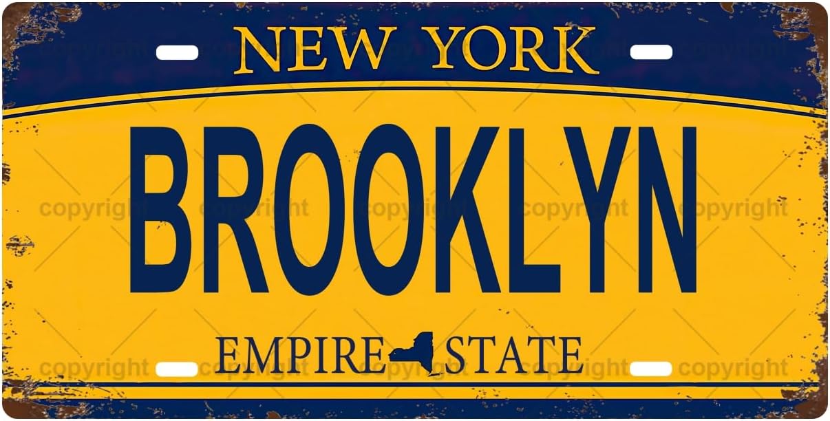 Home Bathroom Signs - BROOKLYN Vintage Metall-Blechschild, Nummernschild, Heimdekoration, Raumdekoration,