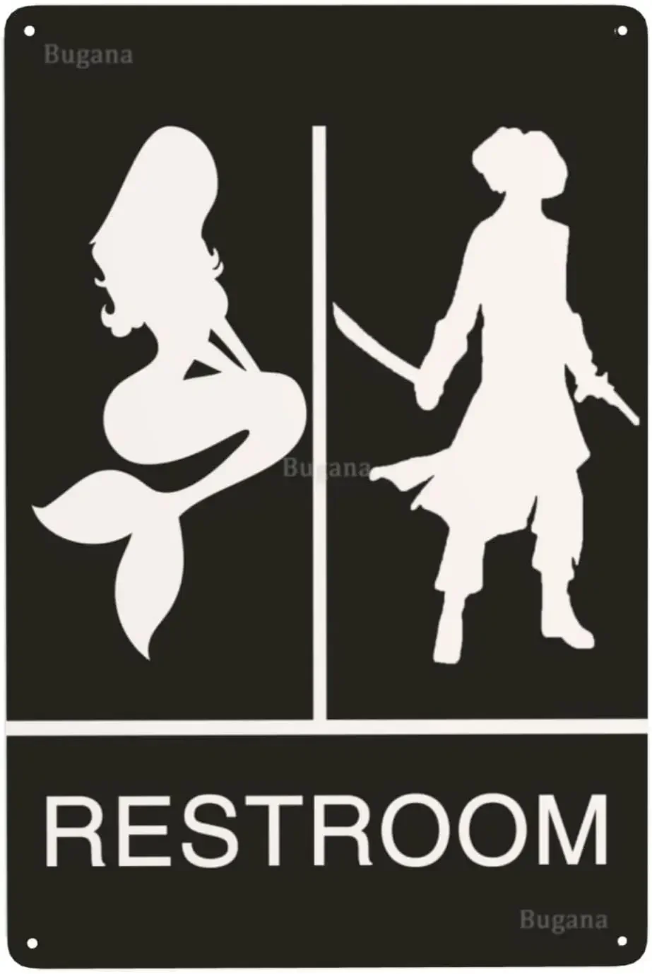 Home Bathroom Signs - Meerjungfrau-Piraten-Toiletten-Vintage-Metallschild, Retro Lustige Badezimmer-Blechschilder, Toilettentür-Dekoration für