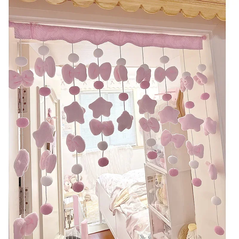 Home Bathroom Signs - Rosa süße Schleife kurze Vorhang Faden