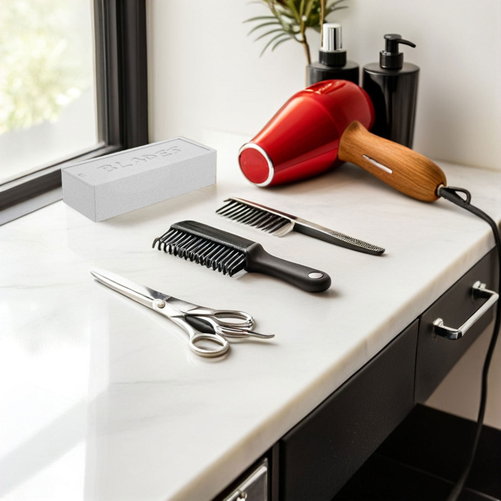Home One Bathroom Accessories - Brauner Doppelfach-Aufbewahrungskoffer für Haarschneidemesser, Plastik-Organizer-Box für