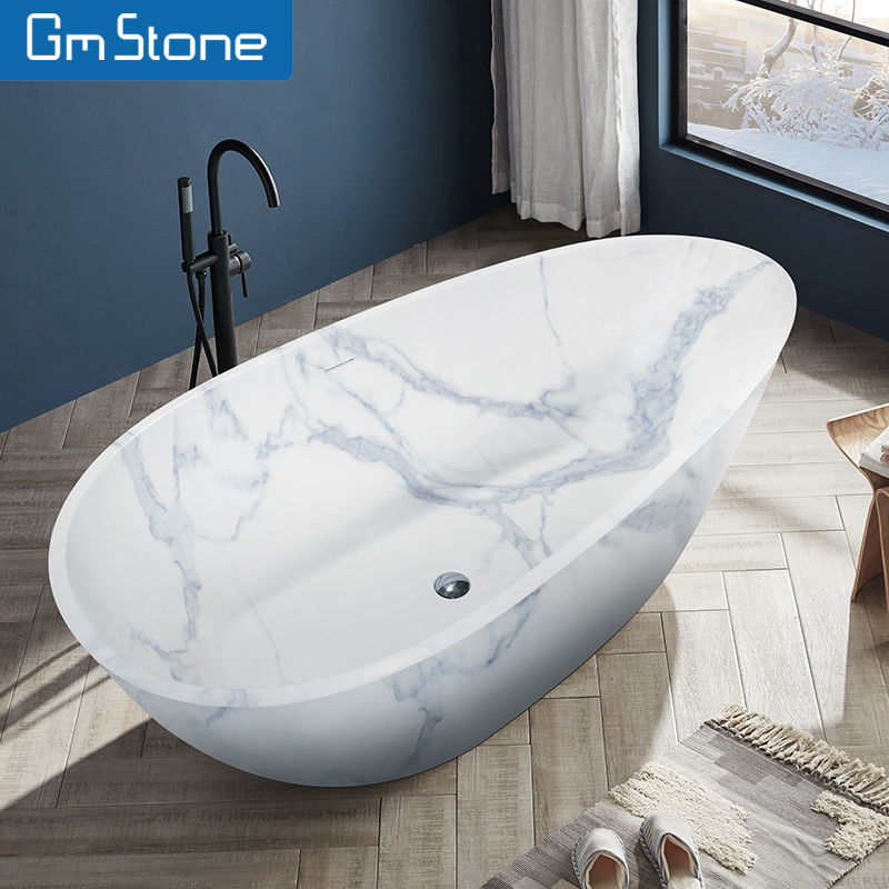 Home Bathroom Jacuzzi - Badewanne, blau-weiße Porzellan-Textur, freistehend, für zwei