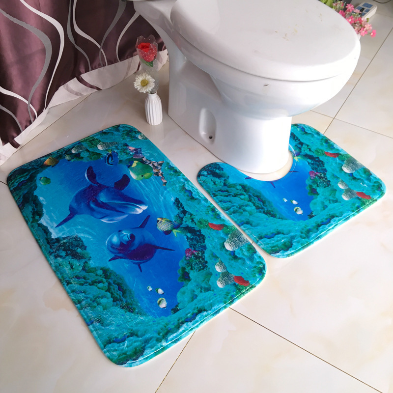 Home Bathroom With Two Toilets - Badezimmer-Teppich, Bodenmatte für das Badezimmer, U-förmiger