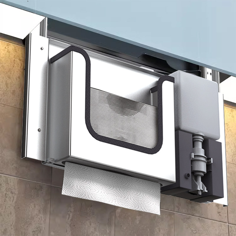 Home Bathroom Wall Soap Dispenser - Edelstahl Versteckter Papierhandtuchspender mit Seifenspender und