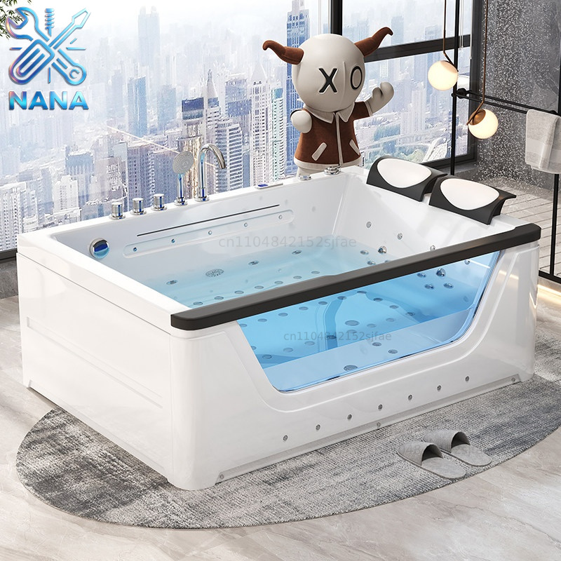 Home Bathroom Jacuzzi - 2-Personen-Acryl-Jacuzzi mit Wasserfall-Whirlpool-Massage - Intelligentes Heizsystem,