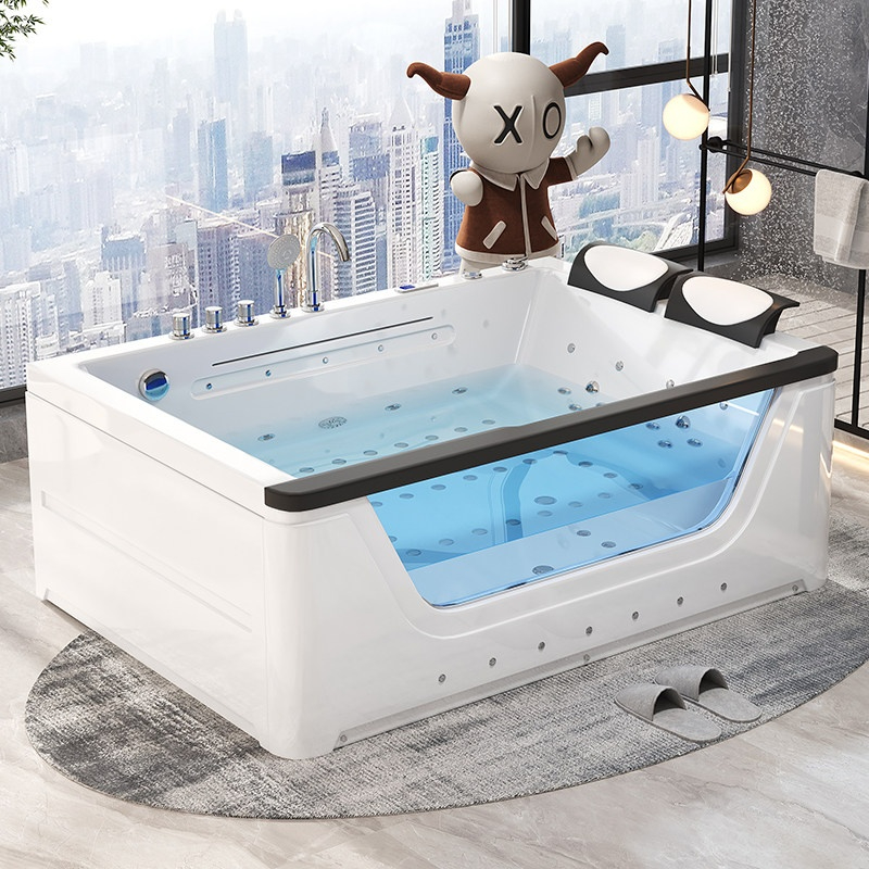 Home Bathroom Jacuzzi - 2-Personen-Acryl-Jacuzzi mit Wasserfall-Whirlpool-Massage - Intelligentes Heizsystem,