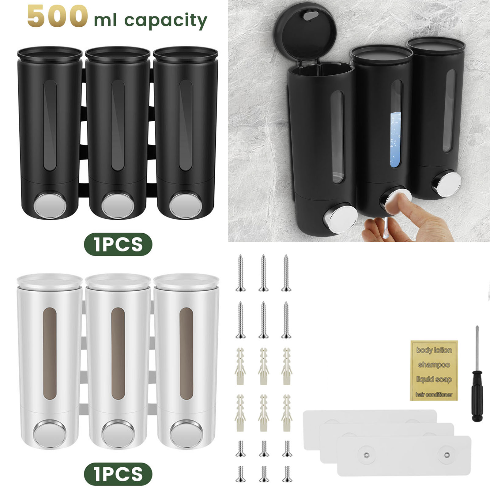 Home Bathroom Wall Soap Dispenser - 500 ml wandmontierter Flüssigseifenspender für Badezimmer,