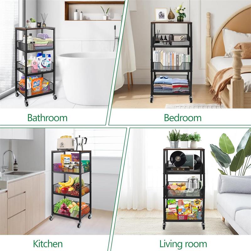 3-stufiger Rollwagen mit Holzp – Home Bathroom Accessories Bewertung und Preis