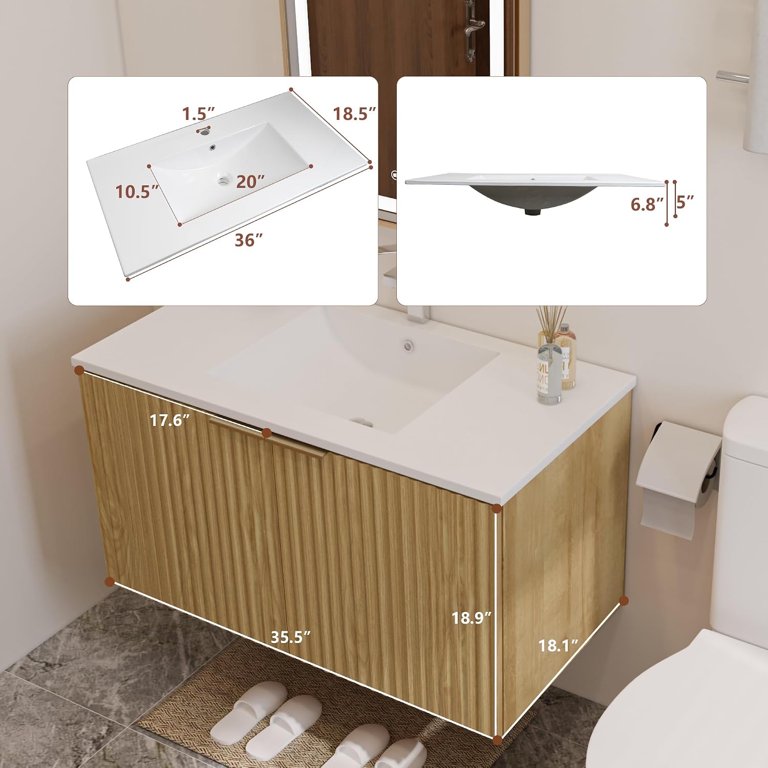 Moderner schwebender Badezimme – Home For Bathroom Bewertung und Preis