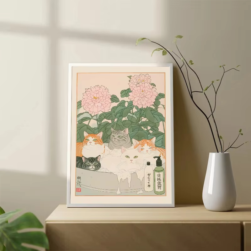 Rahmenloses Poster „Katze in d – Home Bathroom Toilet Bewertung und Preis