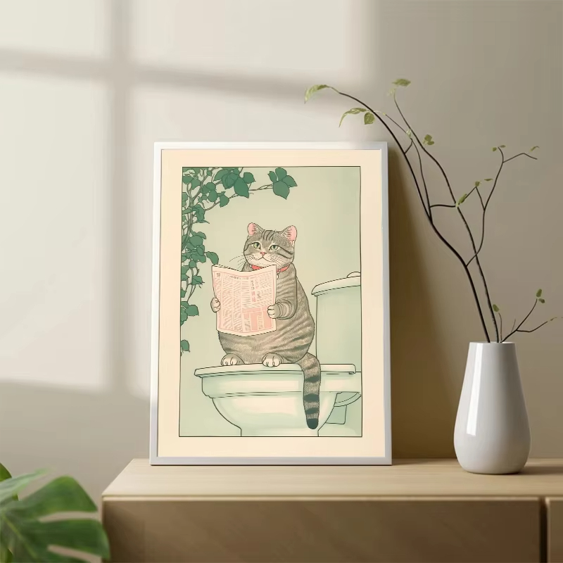 Rahmenloses Poster „Katze in d – Home Bathroom Toilet Bewertung und Preis